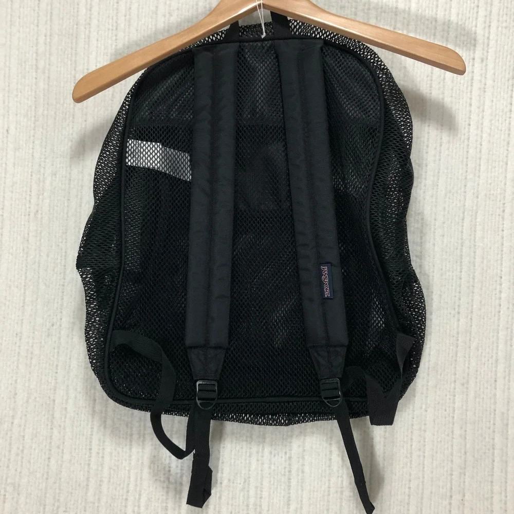 JanSport‎ Mesh Pack Backpack Black See Through School Bag JS0A2SDG 43x34.5x17cm